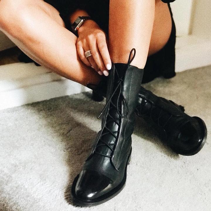 Damen Stiefeletten Aus Leder Mit Absatz