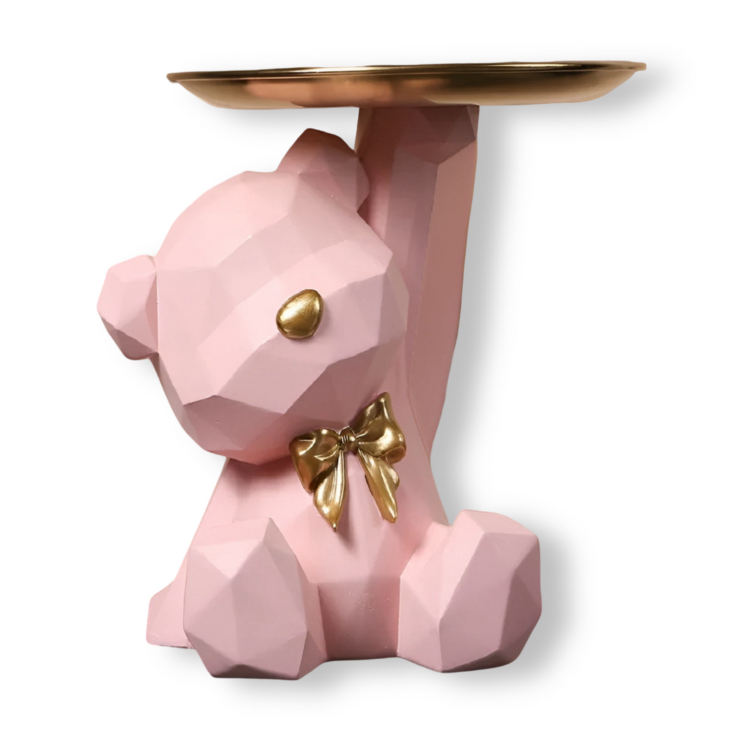 Geometrische Bärenfigur mit Ablageschale als elegante Deko für den Eingangsbereich