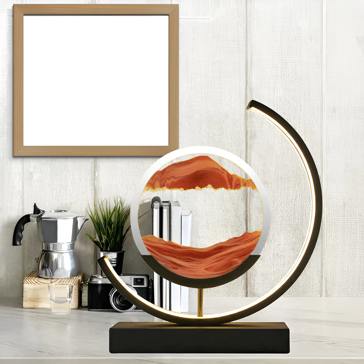 Dimmbare LED-Tischlampe mit faszinierendem Sandspiel und Fernbedienung