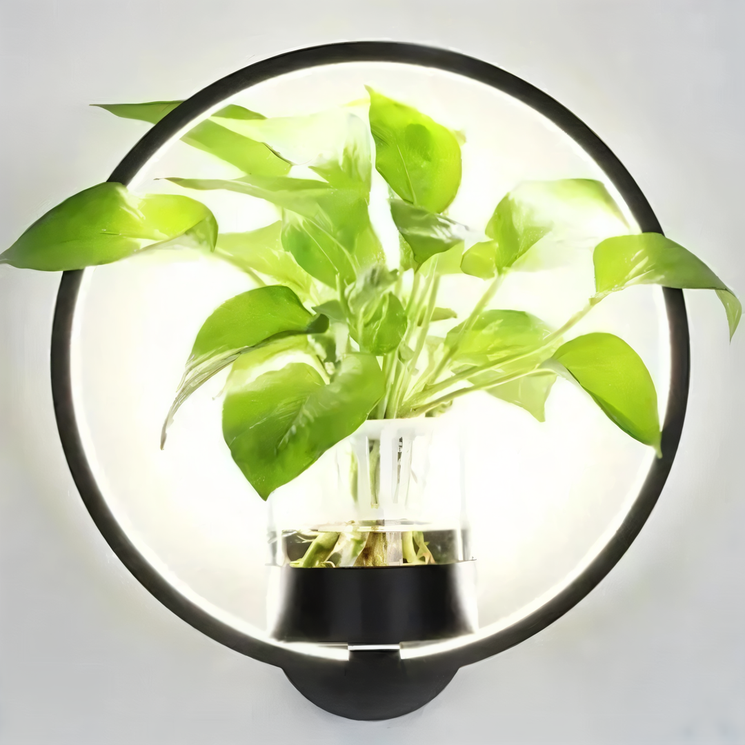 LED Wandleuchte Mit Pflanzenhalterung Aus Eisen
