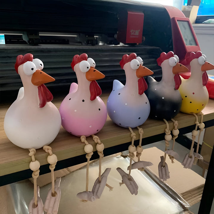 Großäugige Huhn-Statue aus wetterfestem Harz für Garten und Terrasse