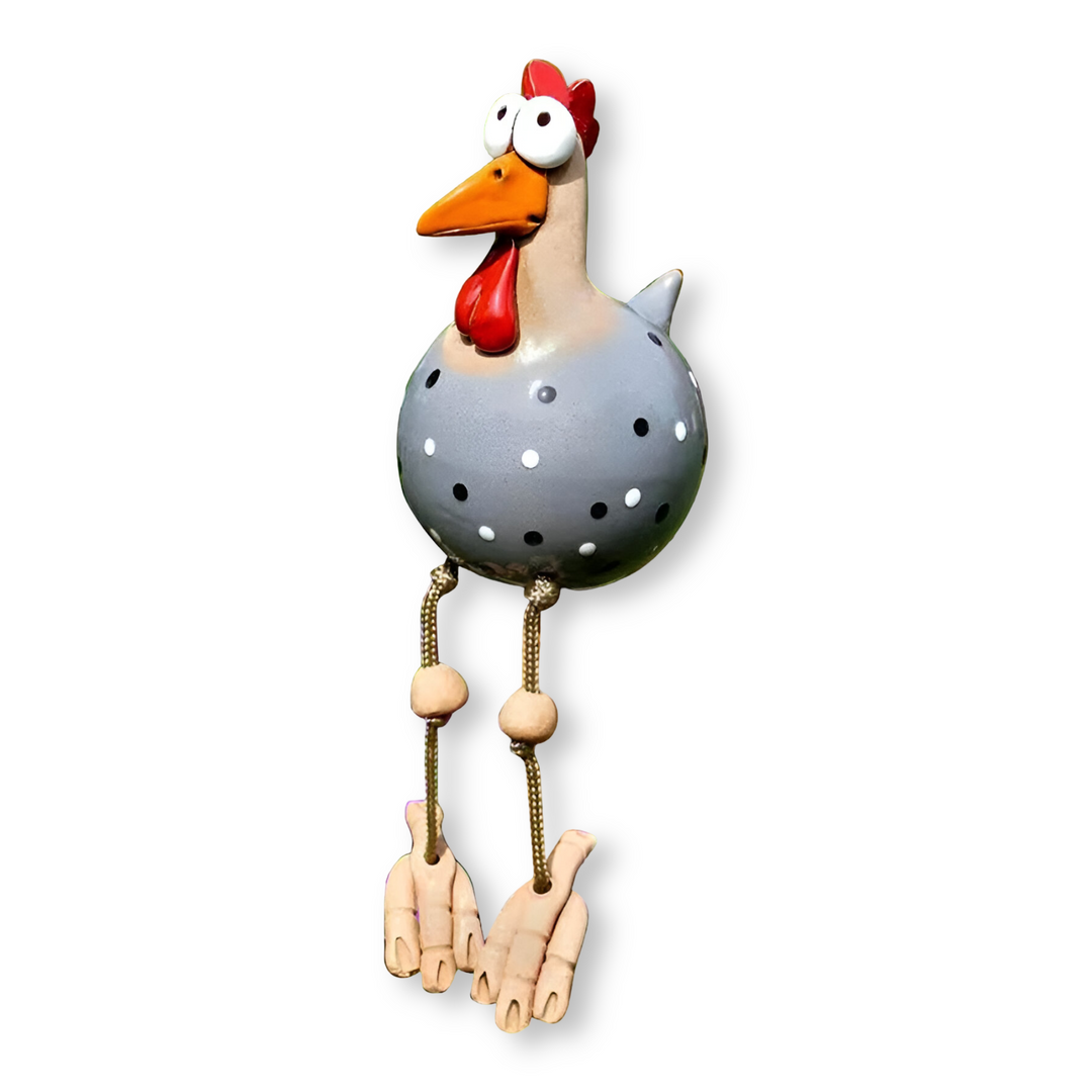 Großäugige Huhn-Statue aus wetterfestem Harz für Garten und Terrasse