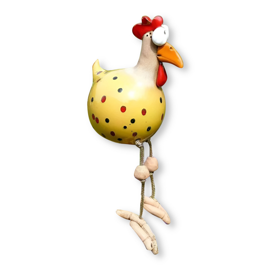 Großäugige Huhn-Statue aus wetterfestem Harz für Garten und Terrasse