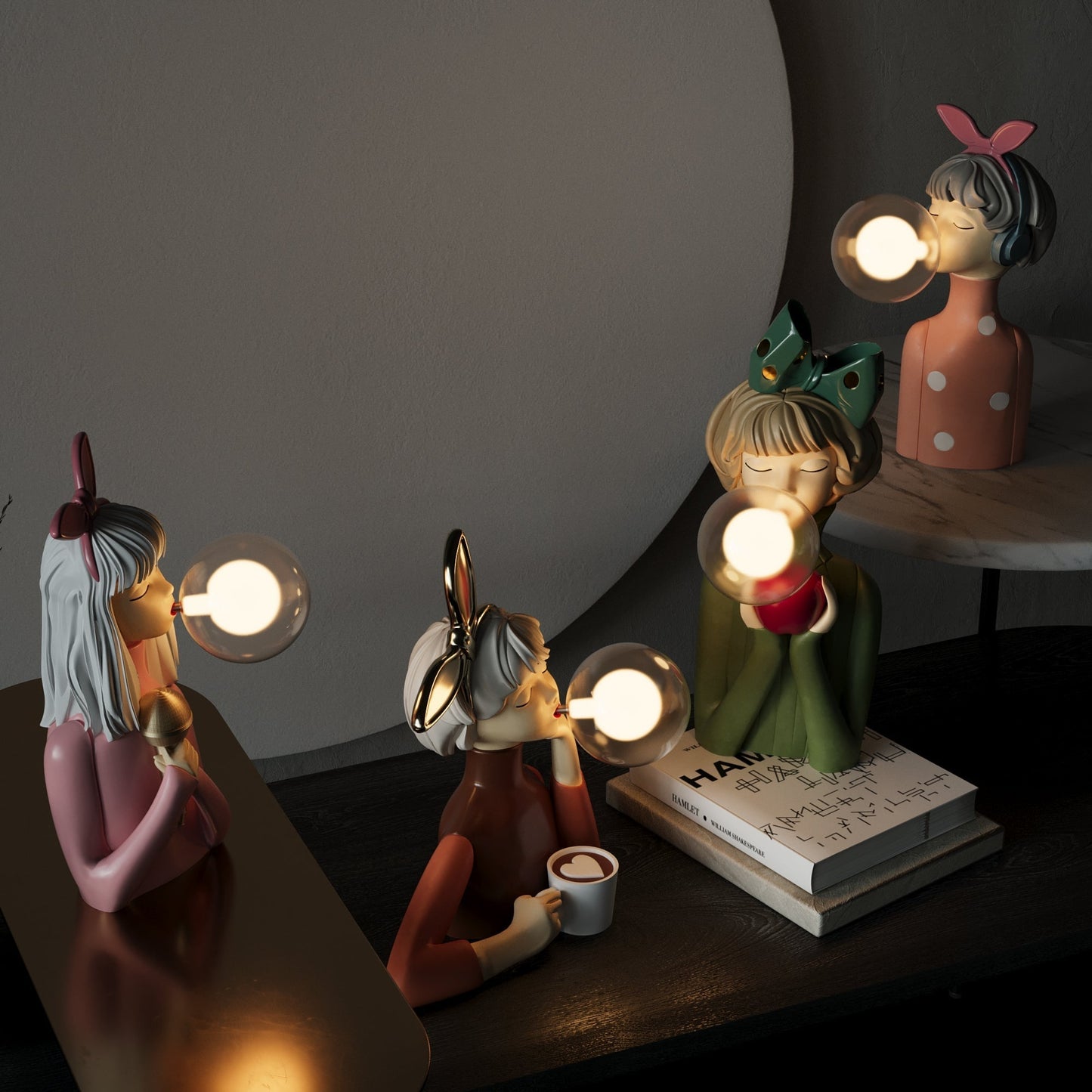 Handgefertigte Artisan Tischlampe aus Holz & Textil – Elegantes Design mit USB-Anschluss