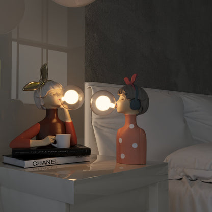 Handgefertigte Artisan Tischlampe aus Holz & Textil – Elegantes Design mit USB-Anschluss