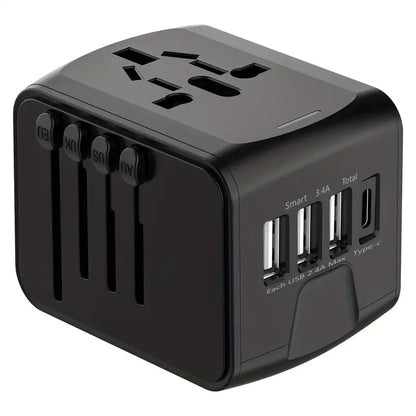 Universeller Reiseadapter mit USB-C, Schnellladen & Schutz