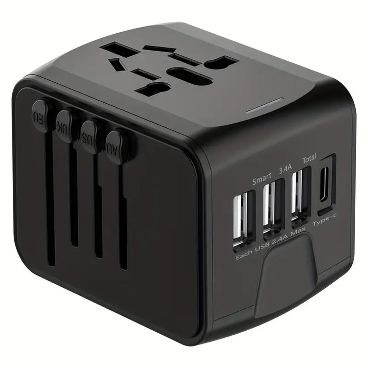 Universeller Reiseadapter mit USB-C, Schnellladen & Schutz