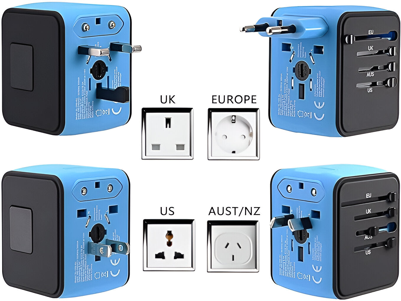 Universeller Reiseadapter mit USB-C, Schnellladen & Schutz