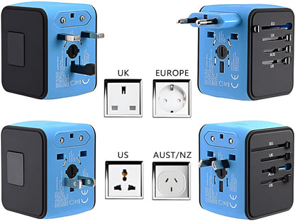 Universeller Reiseadapter mit USB-C, Schnellladen & Schutz