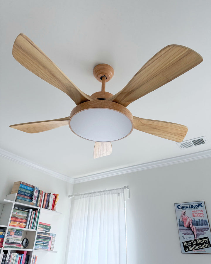 Skandinavischer Deckenventilator mit LED-Licht und Wendemotor