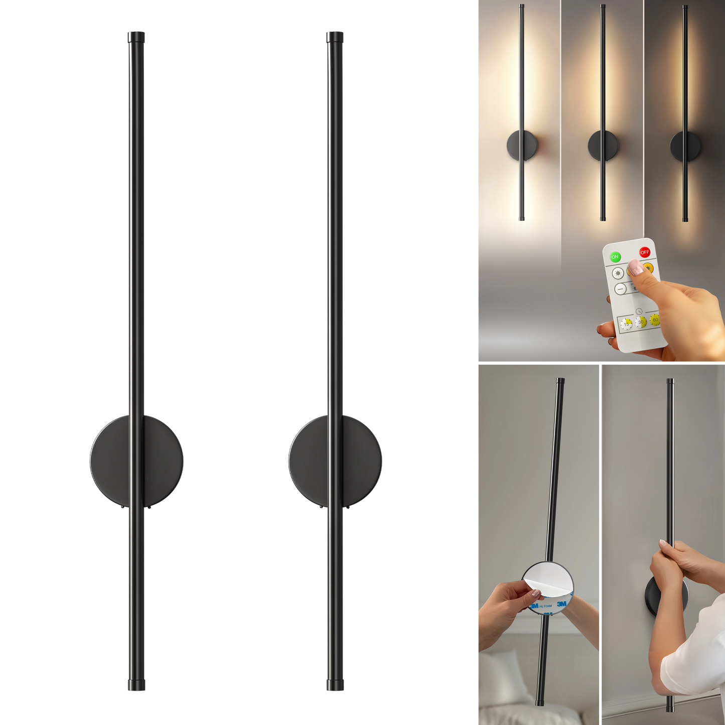 Kabellose Wandlampen im 2er-Set mit Magnetmontage für Schlafzimmer und Flur