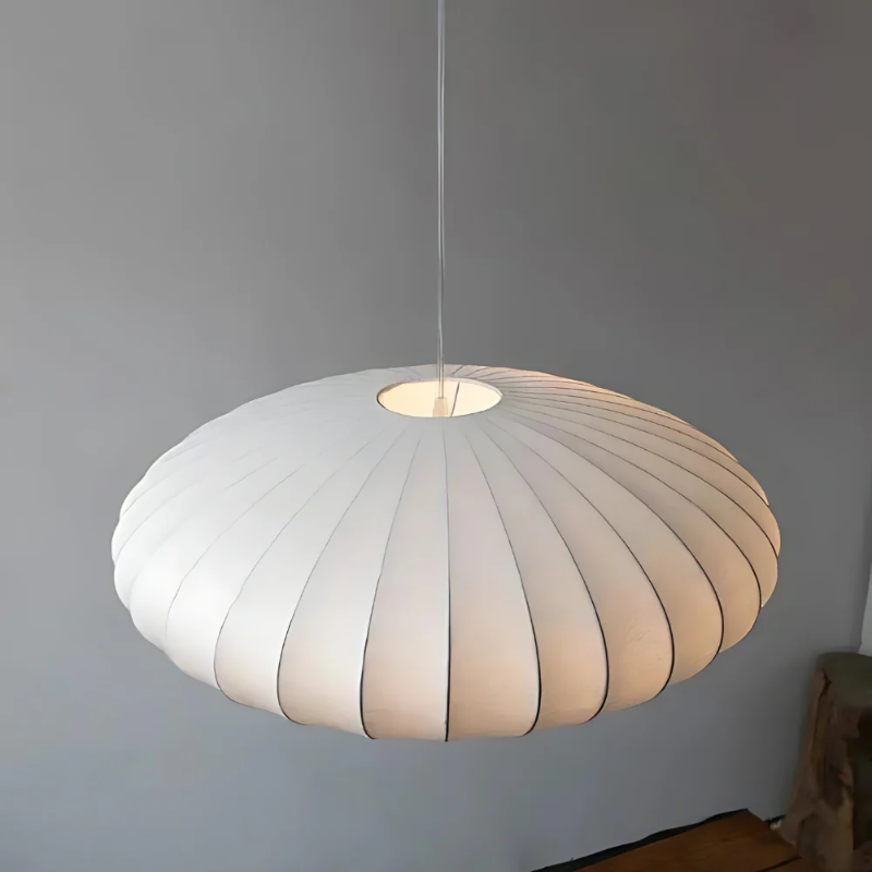 Seiden-Wabi-Sabi-Kronleuchter – Elegante Japandi-Hängelampe für ruhige Wohnräume