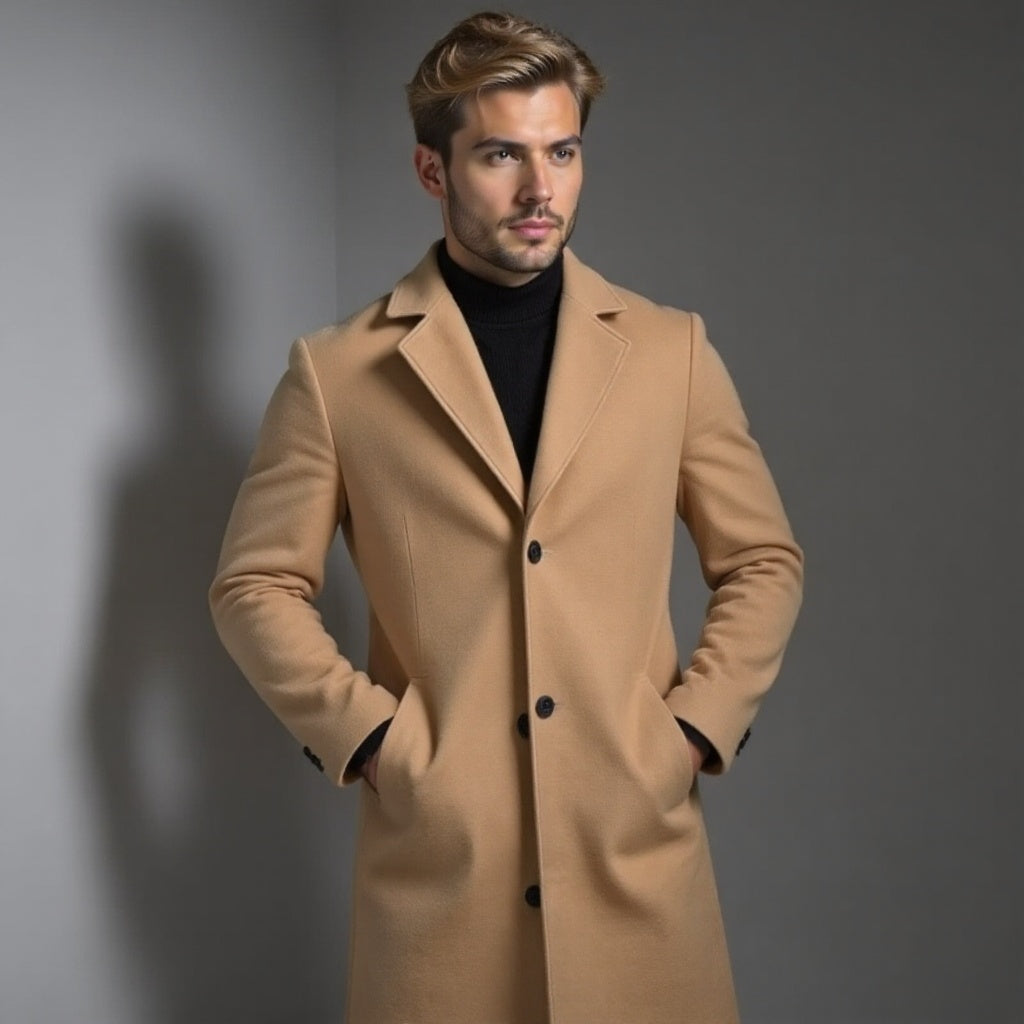 Herren Trenchmantel Mit Schmalem Schnitt Für Winter