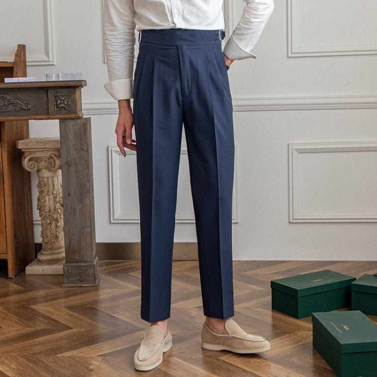 Herren Bundfaltenhose Mit Schnallenverschluss Und Klassischem Schnitt
