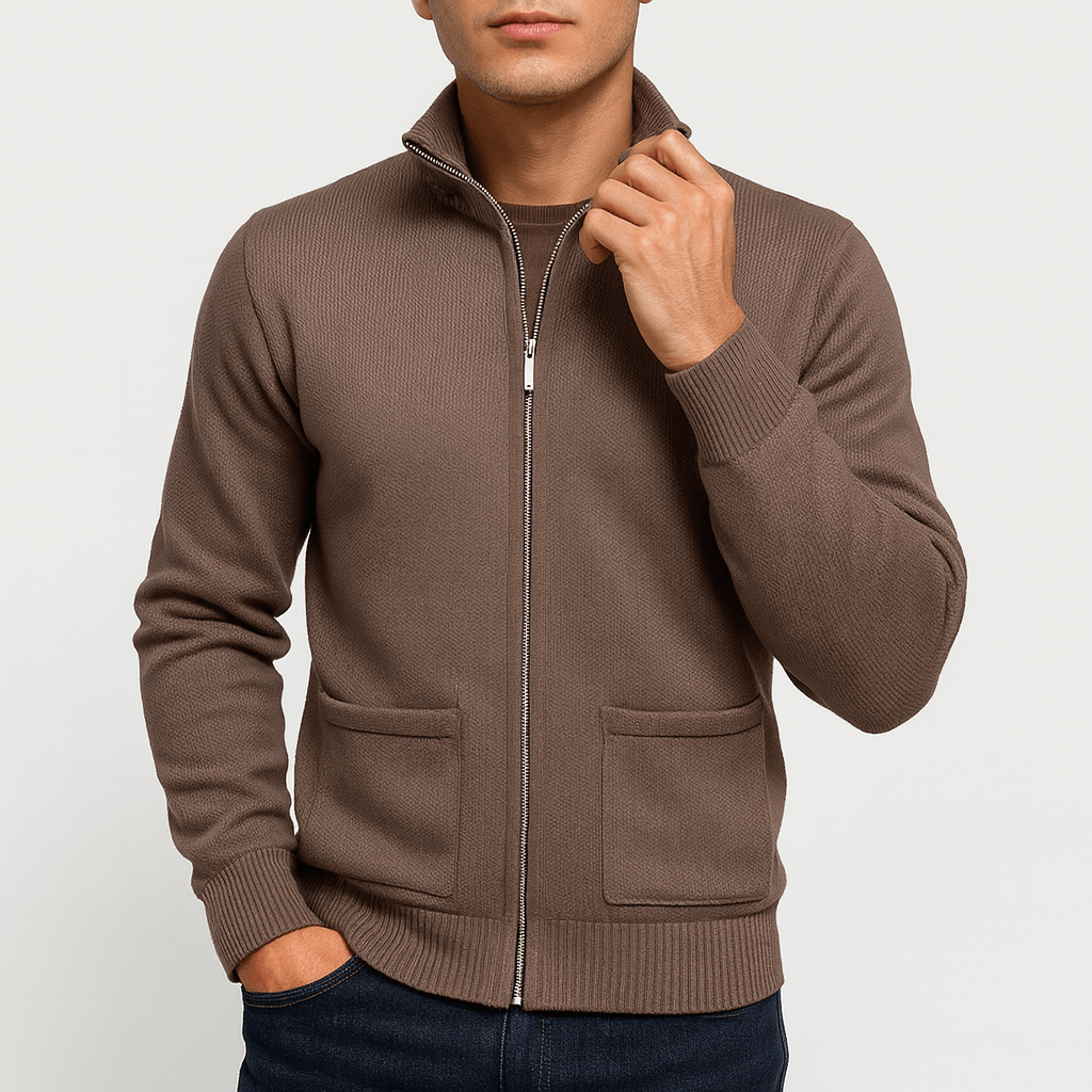 Herren Baumwoll-Cardigan mit Reißverschluss