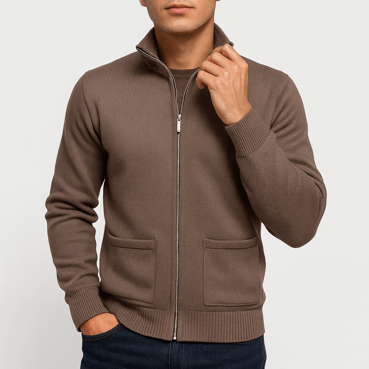 Herren Baumwoll-Cardigan mit Reißverschluss