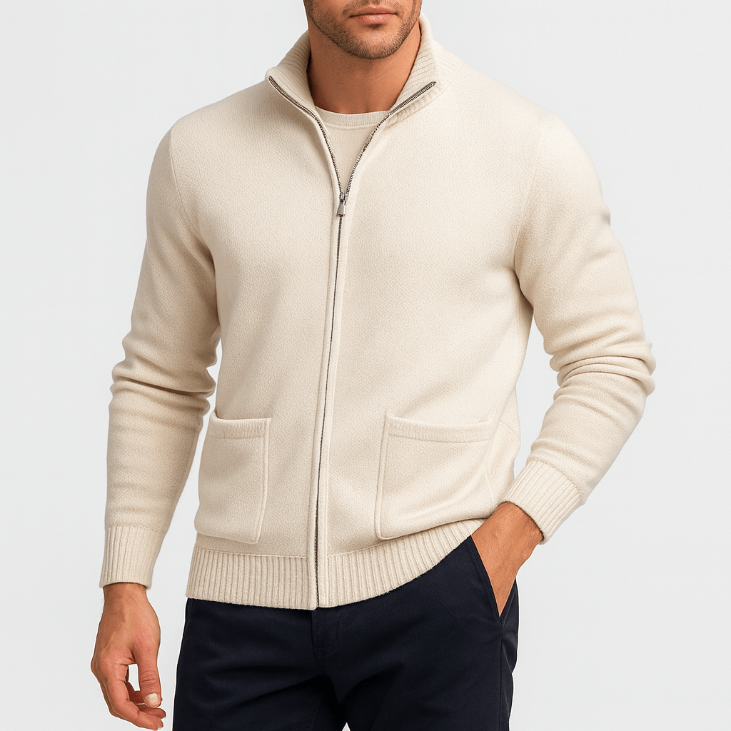 Herren Baumwoll-Cardigan mit Reißverschluss