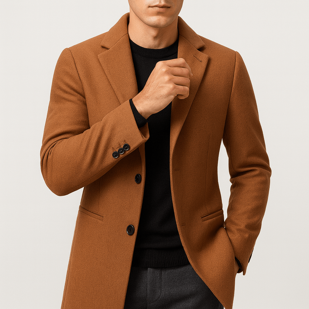 Herren Wollmantel Mit Klassischem Schnitt