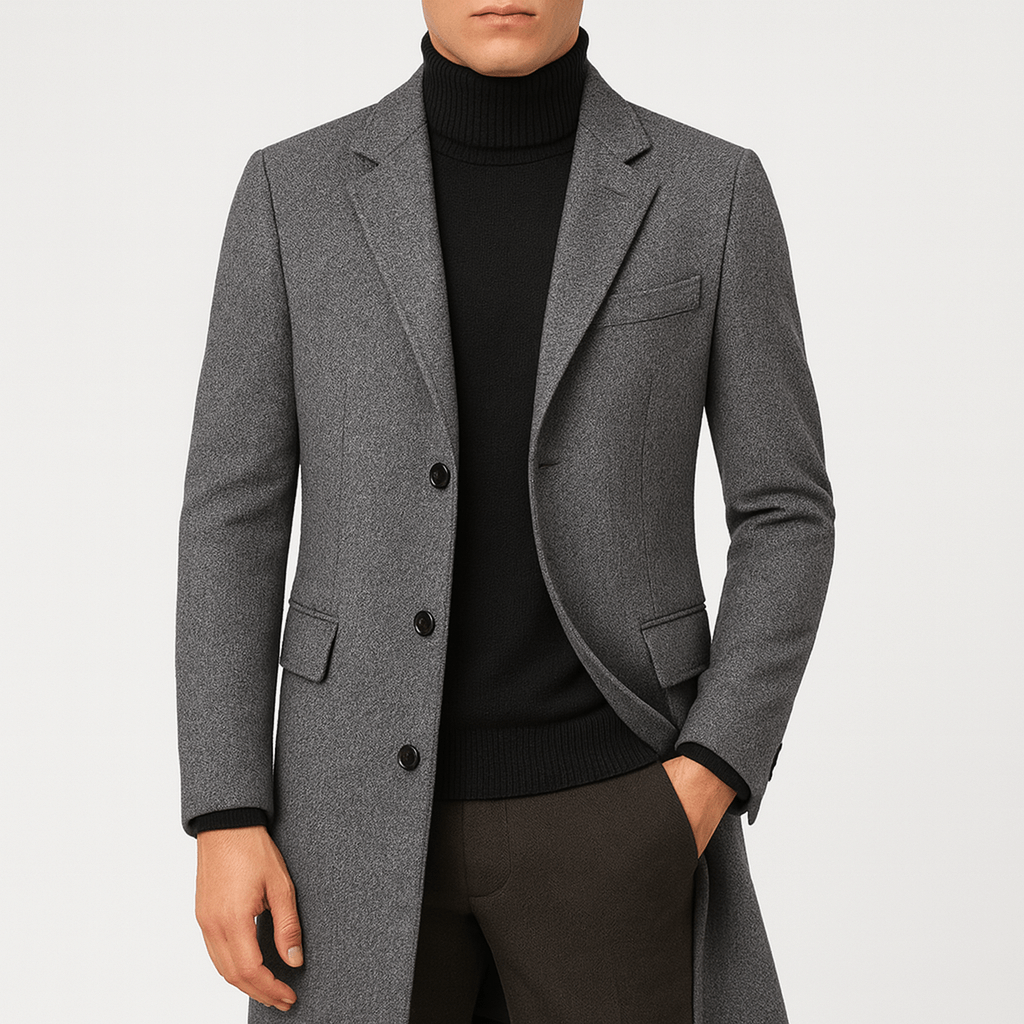 Herren Wollmantel Mit Klassischem Design