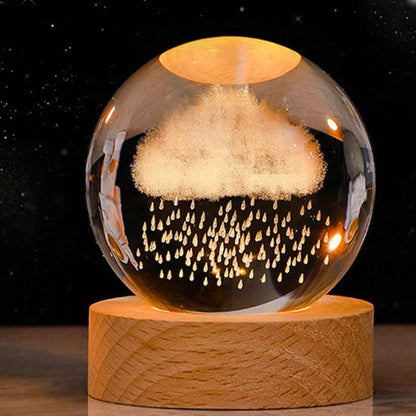 Leuchtende Kristallkugel mit 3D-Universum für Schlafzimmer und Wohnzimmer