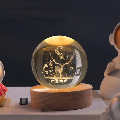 Leuchtende Kristallkugel mit 3D-Universum für Schlafzimmer und Wohnzimmer