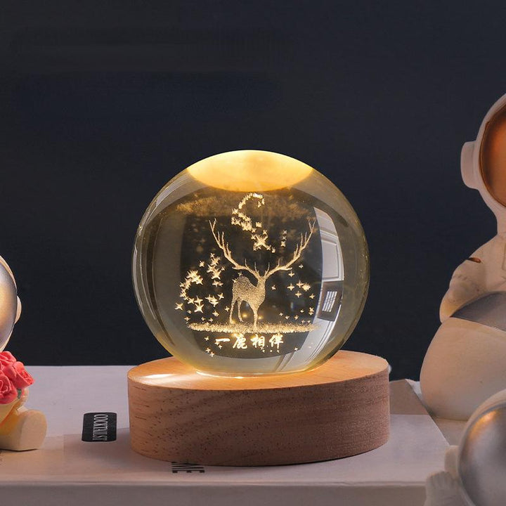 Leuchtende Kristallkugel mit 3D-Universum für Schlafzimmer und Wohnzimmer