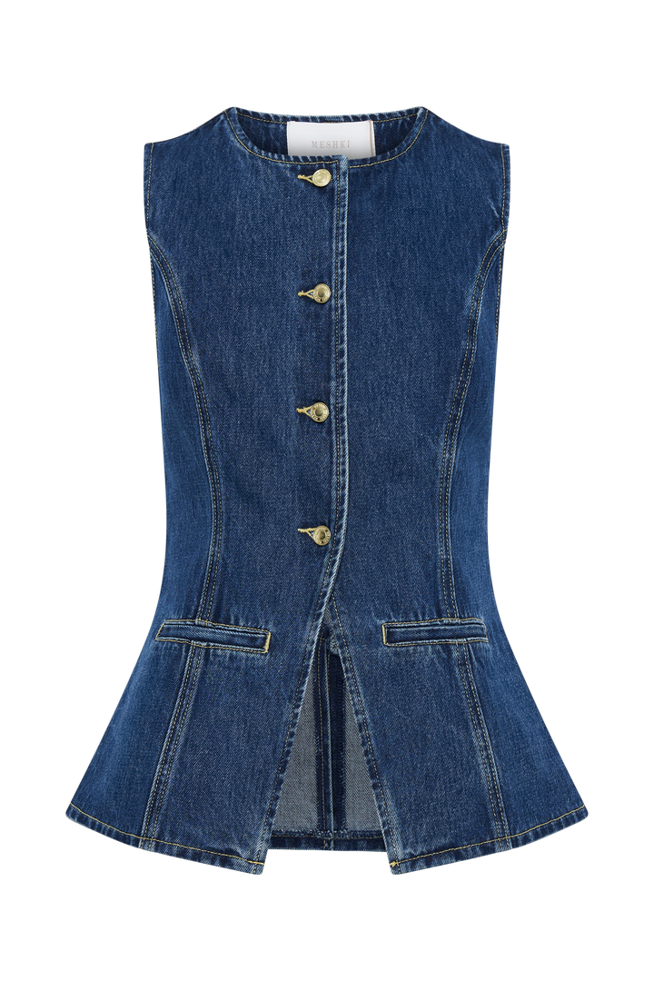 Damen Denim Set Mit Knopfleiste Und Strukturierter Silhouette