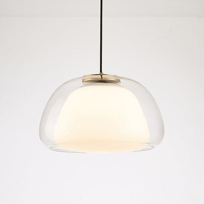 Glas Pendelleuchte mit weißem Schirm und Diffusor