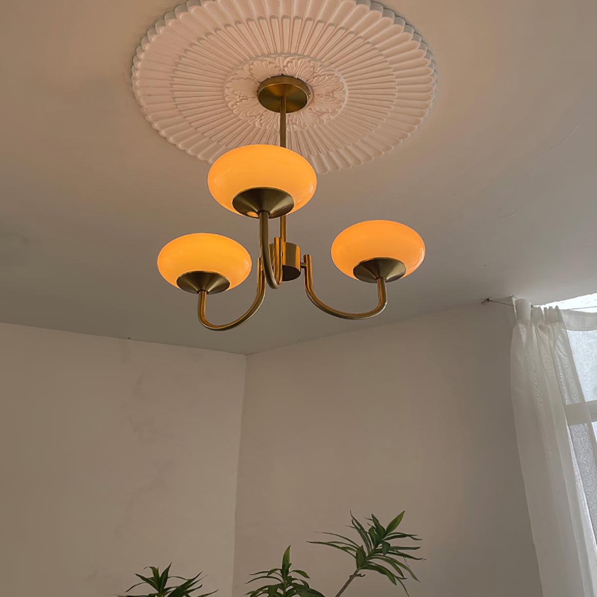 Moderne Deckenleuchte mit Rosa Glas & Gold – Stilvolle LED Lampe fürs Wohnzimmer