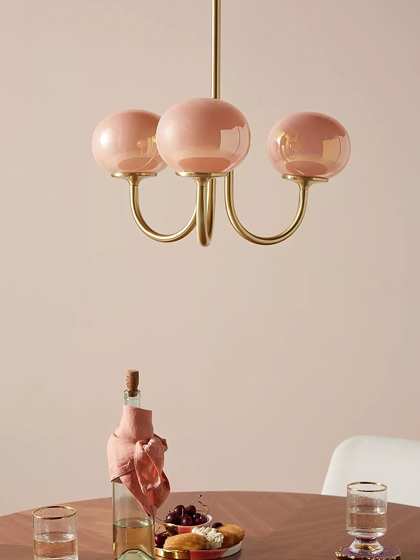 Moderne Deckenleuchte mit Rosa Glas & Gold – Stilvolle LED Lampe fürs Wohnzimmer