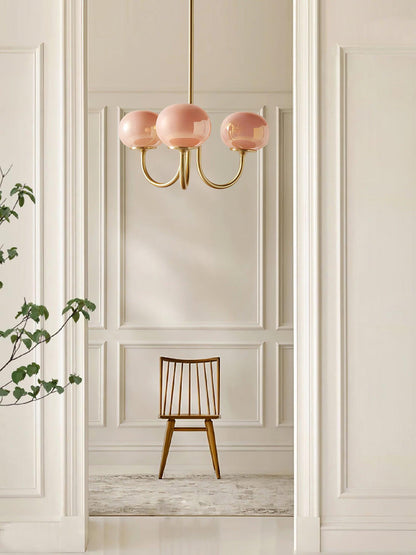 Moderne Deckenleuchte mit Rosa Glas & Gold – Stilvolle LED Lampe fürs Wohnzimmer