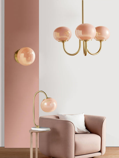 Moderne Deckenleuchte mit Rosa Glas & Gold – Stilvolle LED Lampe fürs Wohnzimmer