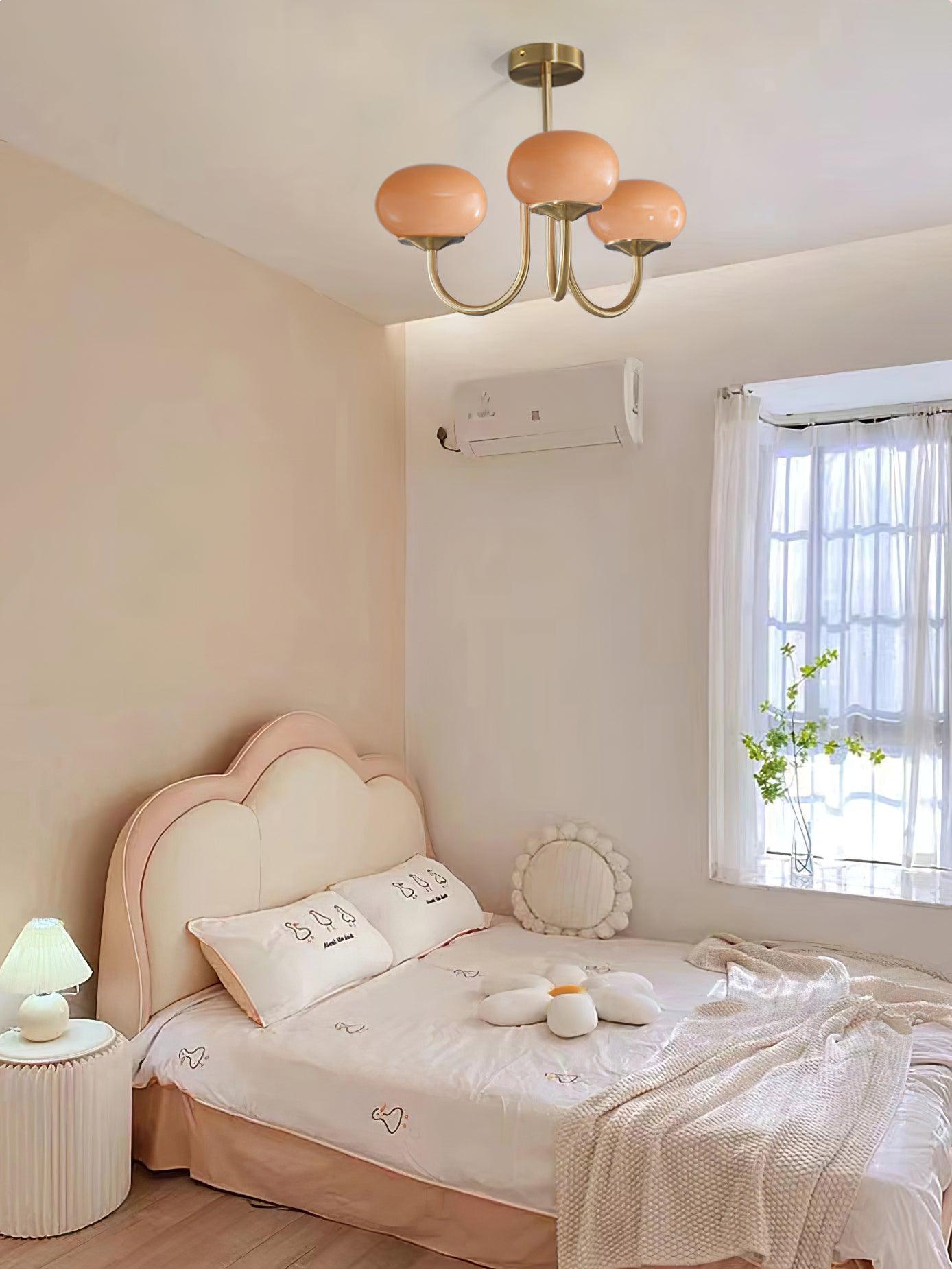 Moderne Deckenleuchte mit Rosa Glas & Gold – Stilvolle LED Lampe fürs Wohnzimmer