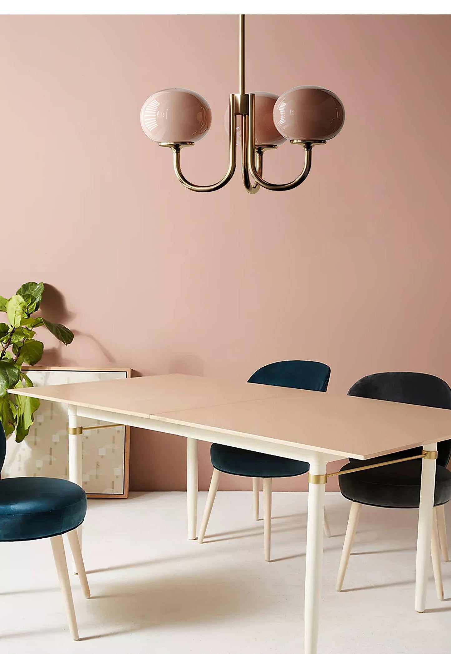 Moderne Deckenleuchte mit Rosa Glas & Gold – Stilvolle LED Lampe fürs Wohnzimmer