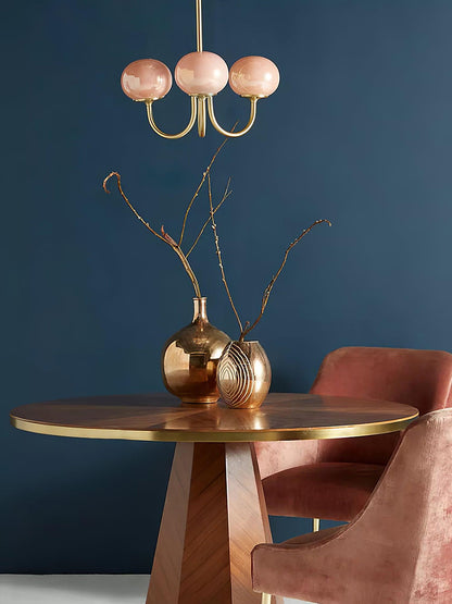 Moderne Deckenleuchte mit Rosa Glas & Gold – Stilvolle LED Lampe fürs Wohnzimmer