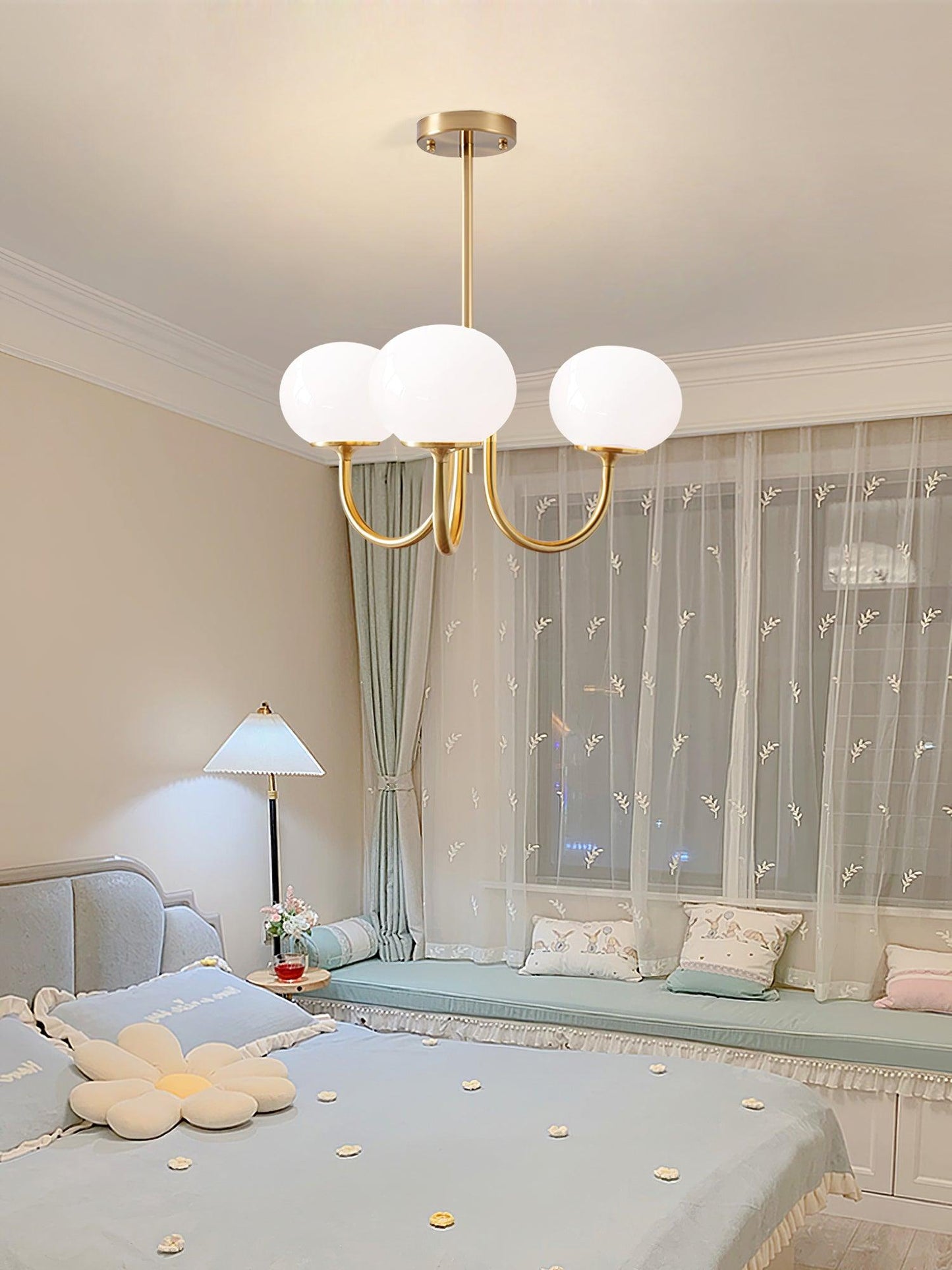 Moderne Deckenleuchte mit Rosa Glas & Gold – Stilvolle LED Lampe fürs Wohnzimmer