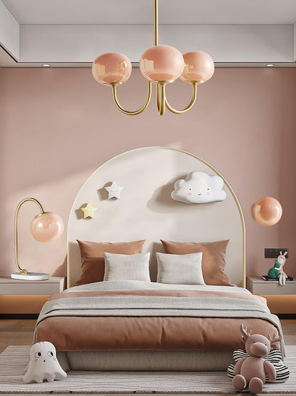 Moderne Deckenleuchte mit Rosa Glas & Gold – Stilvolle LED Lampe fürs Wohnzimmer