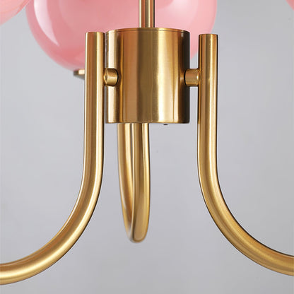 Moderne Deckenleuchte mit Rosa Glas & Gold – Stilvolle LED Lampe fürs Wohnzimmer