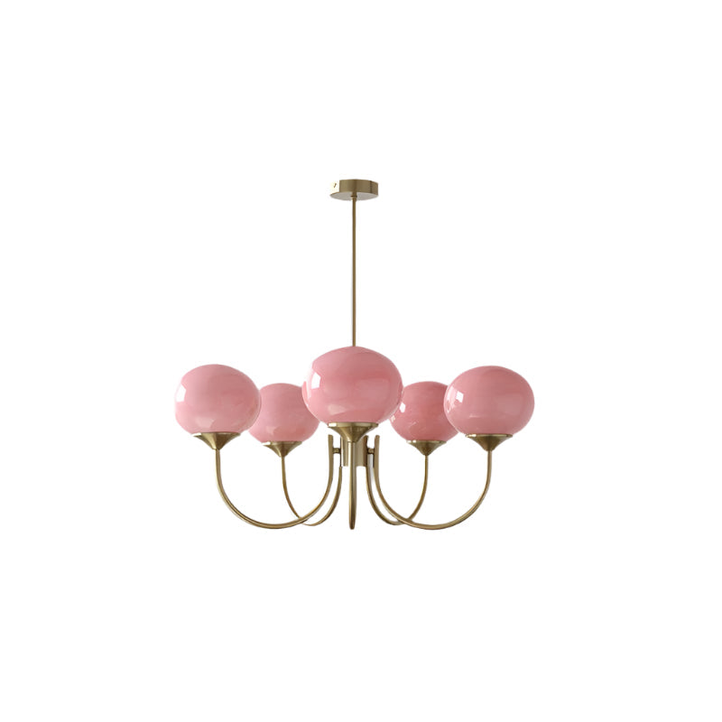 Moderne Deckenleuchte mit Rosa Glas & Gold – Stilvolle LED Lampe fürs Wohnzimmer