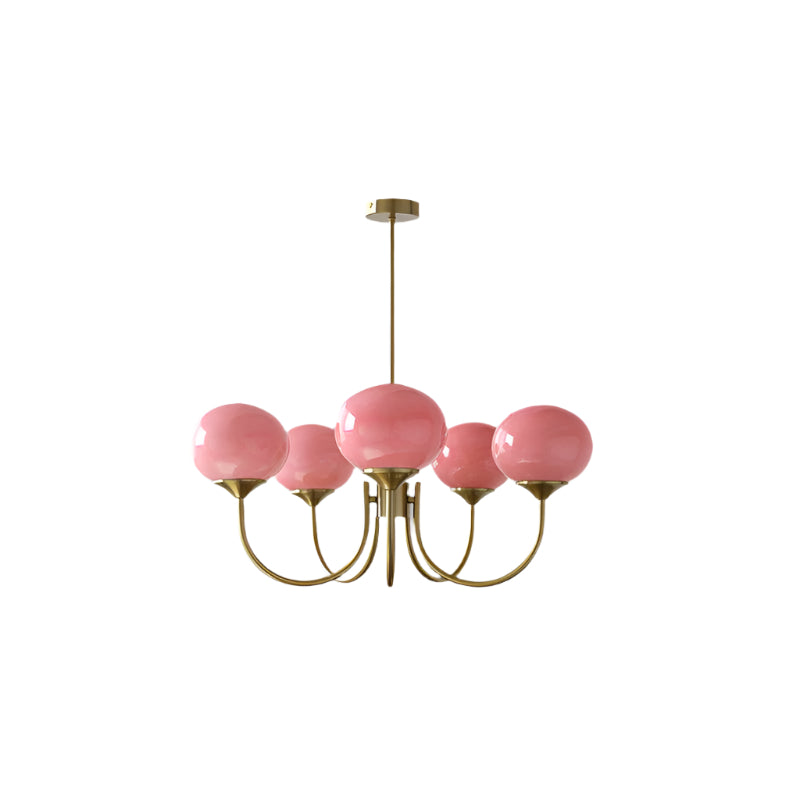 Moderne Deckenleuchte mit Rosa Glas & Gold – Stilvolle LED Lampe fürs Wohnzimmer