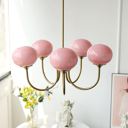 Moderne Deckenleuchte mit Rosa Glas & Gold – Stilvolle LED Lampe fürs Wohnzimmer