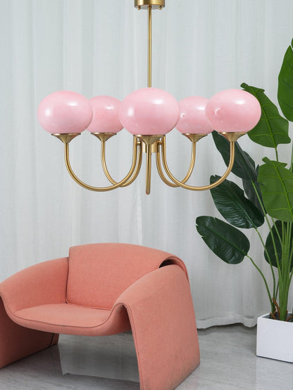 Moderne Deckenleuchte mit Rosa Glas & Gold – Stilvolle LED Lampe fürs Wohnzimmer