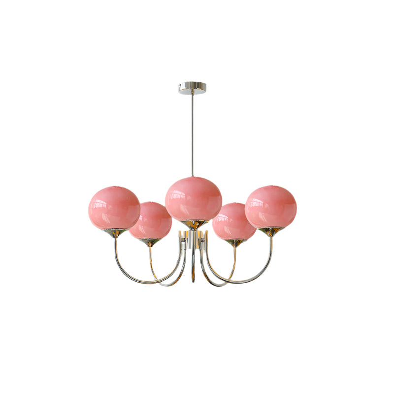 Moderne Deckenleuchte mit Rosa Glas & Gold – Stilvolle LED Lampe fürs Wohnzimmer