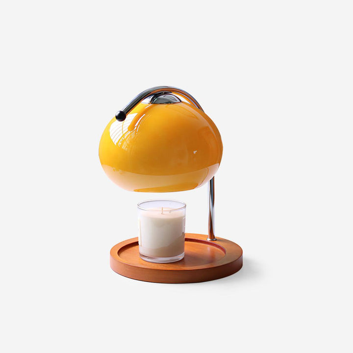 Kerzenwärmer Lampe aus Glas und Holz