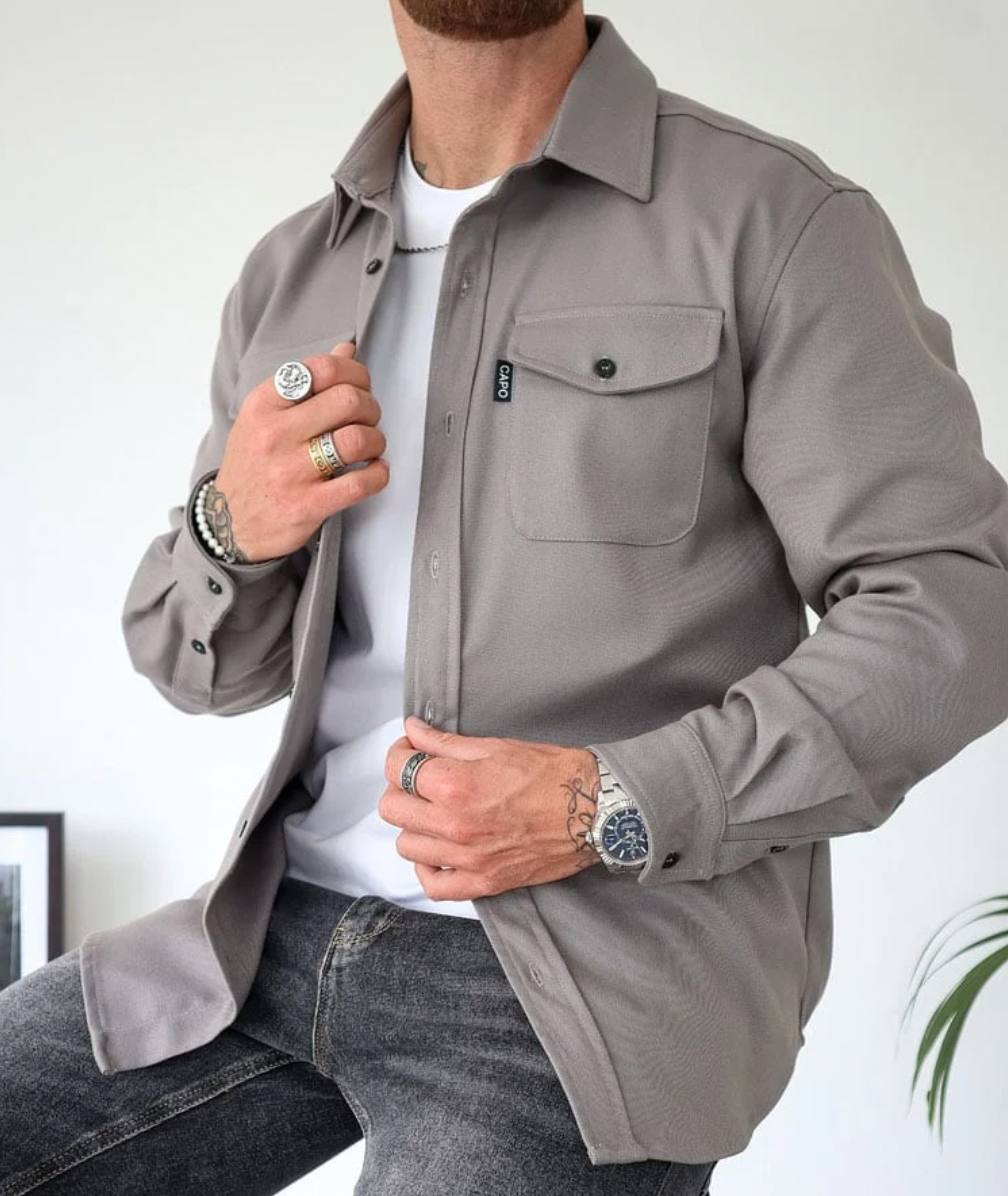 Herren Langarmhemd Mit Taschen