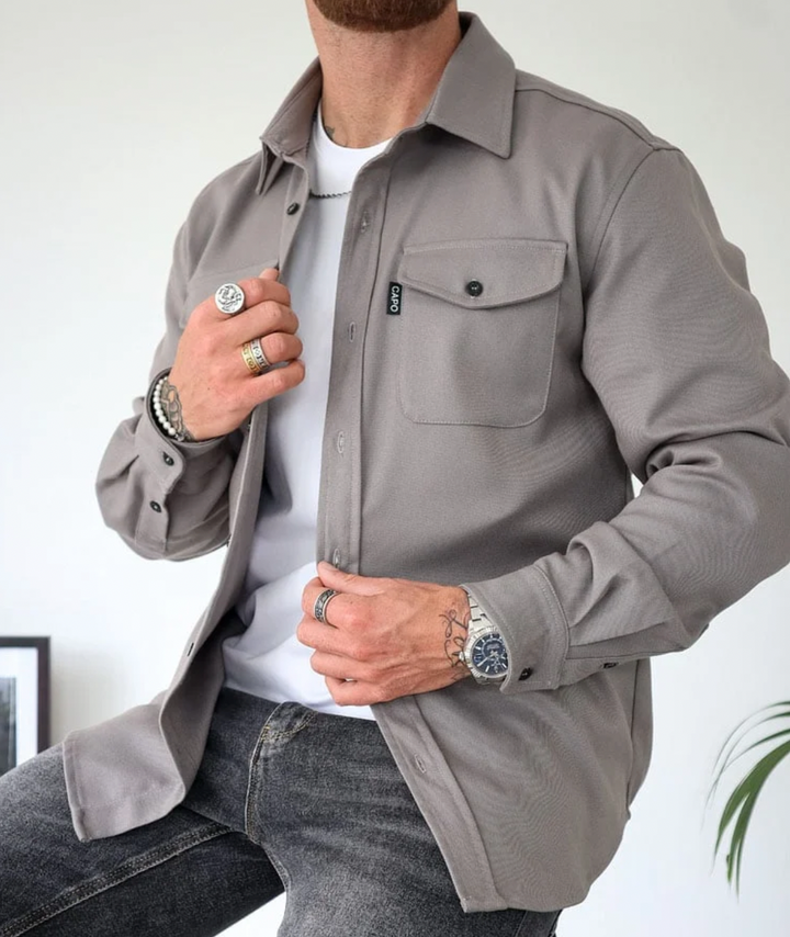 Herren Langarmhemd Mit Taschen