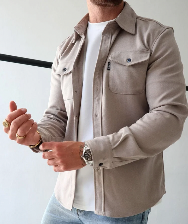 Herren Langarmhemd Mit Taschen
