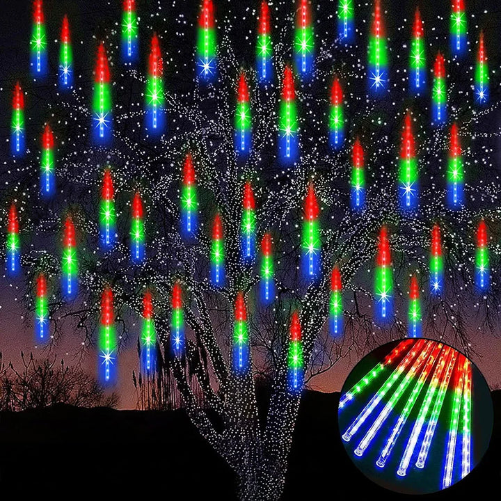 Verspielte wetterfeste LED-Meteorlichter für Garten und Balkon