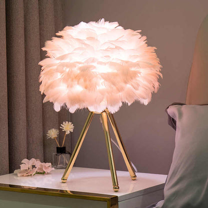Tischlampe mit Federschirm – dimmbar, stilvoll & wohnlich