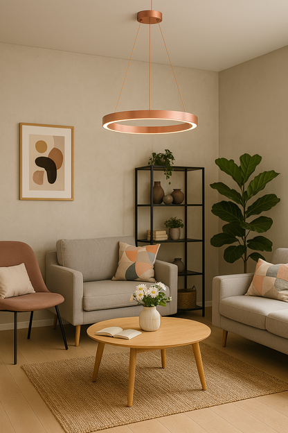 Moderne LED-Hängelampe im Kreisdesign – dimmbar & stilvoll für Wohnräume